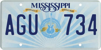 MS license plate AGU734