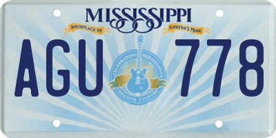 MS license plate AGU778