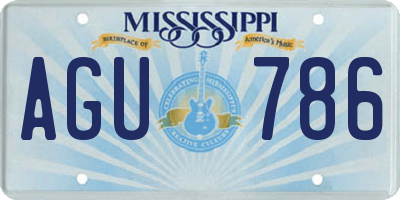 MS license plate AGU786