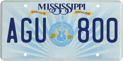 MS license plate AGU800