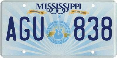 MS license plate AGU838