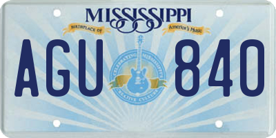 MS license plate AGU840