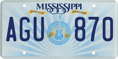 MS license plate AGU870