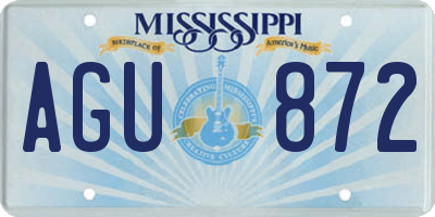 MS license plate AGU872