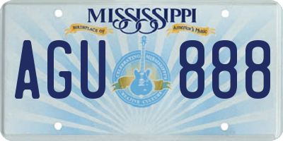 MS license plate AGU888
