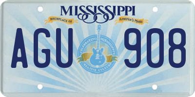 MS license plate AGU908