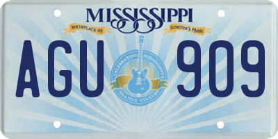 MS license plate AGU909
