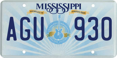 MS license plate AGU930