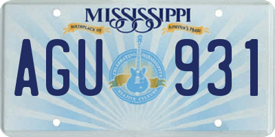 MS license plate AGU931