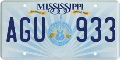 MS license plate AGU933