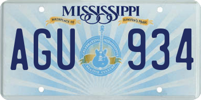 MS license plate AGU934