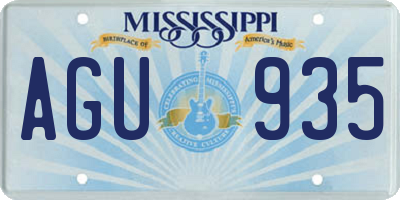 MS license plate AGU935