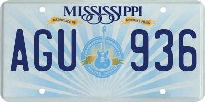 MS license plate AGU936