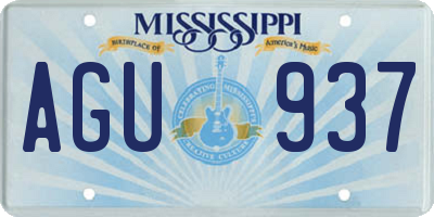 MS license plate AGU937