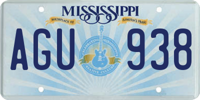 MS license plate AGU938
