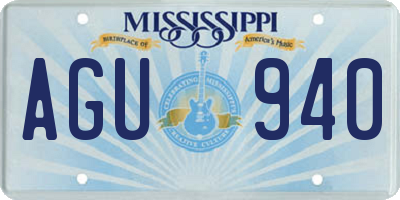 MS license plate AGU940