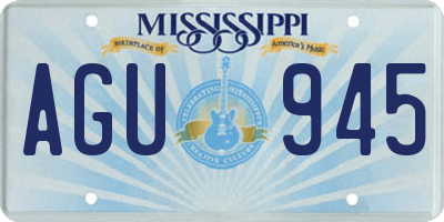 MS license plate AGU945