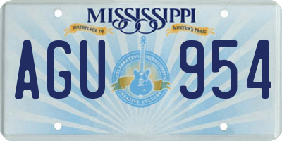 MS license plate AGU954