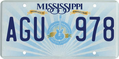 MS license plate AGU978