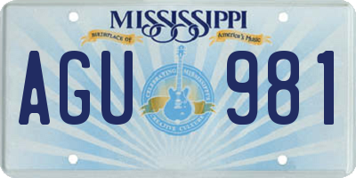 MS license plate AGU981