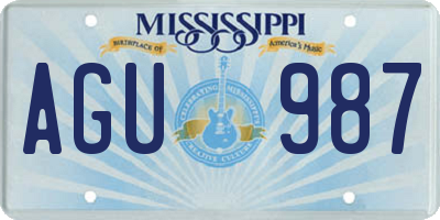 MS license plate AGU987
