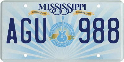 MS license plate AGU988