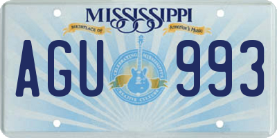 MS license plate AGU993