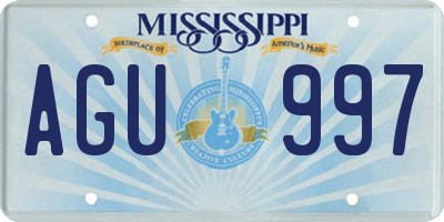 MS license plate AGU997