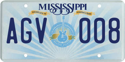 MS license plate AGV008