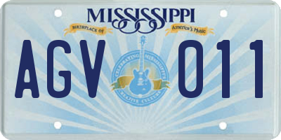 MS license plate AGV011