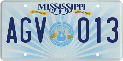 MS license plate AGV013