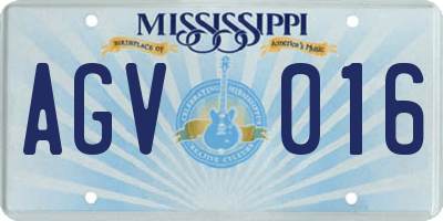 MS license plate AGV016