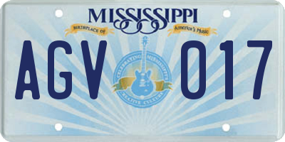 MS license plate AGV017