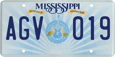 MS license plate AGV019