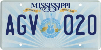 MS license plate AGV020