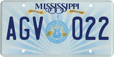 MS license plate AGV022