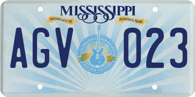 MS license plate AGV023