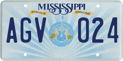 MS license plate AGV024
