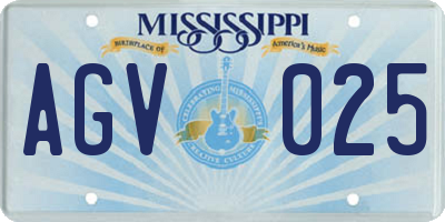 MS license plate AGV025