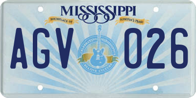 MS license plate AGV026