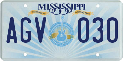 MS license plate AGV030