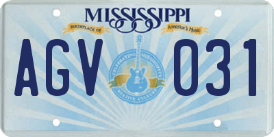 MS license plate AGV031