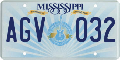 MS license plate AGV032