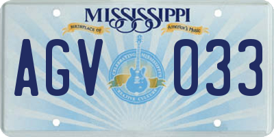 MS license plate AGV033
