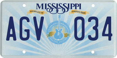 MS license plate AGV034
