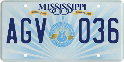 MS license plate AGV036