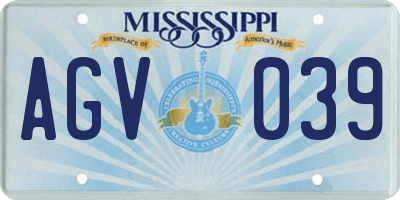 MS license plate AGV039