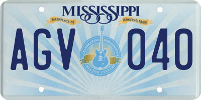 MS license plate AGV040