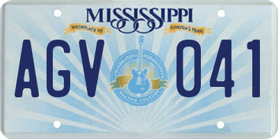 MS license plate AGV041
