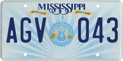 MS license plate AGV043